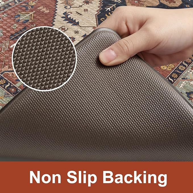 KIMODE Kitchen Mats Cushioned Anti Fatigue, Red Floral Kitchen Runner Rugs 24"x59", Boho Padded Kitchen Floor Mats Non Slip, Comfort Memory Foam Standing Mats for Laundry Office Sink Desk