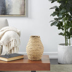 Deco 79 Seagrass Handmade Decorative Vase Braided Centerpiece Vase, Vase for Home Decoration 8" x 8" x 10", Light Brown