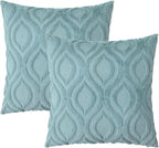 decorUhome Cozy Textured Euro Sham Throw Pillow Covers 22x22 Inch Set of 2, Soft Plush Faux Wool Aqua Accent Couch Pillow Covers for Modern Farmhouse Sofa Bed Living Room