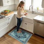 Area Rugs 2'x3' Kitchen Rugs Entry Rug Small Rugs for Entryway Kitchen Bathroom Door Mat Indoor Entrance,Washable Non Slip, Teal Green Lake Blue Turquoise