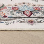Rugcomf Vintage Paisley Rugs for Living Room 5'x7' - Machine Washable Area Rug, Non-Slip Low Pile Floral Carpet for Bedroom, Dining Room, Farmhouse, Office, Kids Playroom - Beige