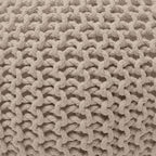 Ornavo Home Pouf Ottoman Foot Rest - 100% Cotton Pouffe - Hand Knitted Cable Braid Cord - Boho Round Stuffed Ottoman for Living Room, Bedroom - Beige