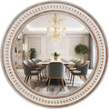30 Inches Farmhouse Large Round Wall Mirrors Wooden, Rustic Decorative Circle Mirror for Bathroom Over Sink, Bedroom, Living Room, Entryway