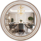 30 Inches Farmhouse Large Round Wall Mirrors Wooden, Rustic Decorative Circle Mirror for Bathroom Over Sink, Bedroom, Living Room, Entryway