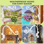 Swivel Plant Hanger, 16 Inch Metal Plant Hangers Outdoor Dual Hook Design Wall Plant Hanger Heavy Duty Plant Hangers Outdoor for Hanging Bird Feeders, Cages, Lanterns, Baskets, Wind Chimes, White