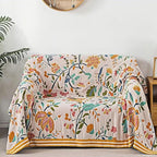 Boho Blanket for Bed 100% Cotton Bohemian Throw Blankets Ultra Soft Woven Muslin Decorative Blankets All Seasons Vintage Quilt Knitted Blanket for Sofa Chair(Yellow, 90"x98")