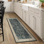 Farmhouse Entryway Rugs 2x6, Low Pile Kitchen Runners Washable Non Slip, Distressed Medallion Printed Carpet Runners for Hallway/Bathroom/Bedroom Bedside/Laundry Room, Midnight/Multi