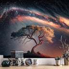 Space Galaxy Tree of Life Tapestry for Bedroom Aesthetics, Black Starry Sky Night Star Posters Tapestries, Nature Landscape Blackdrop Wall Hanging for Men Dorm Living Room Decor 51 X 60 Inches