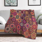 Mandala Indian Bohemian Throw Blanket Paisley Purple Floral Boho Abstract Tribal Blanket for Sofa Bed Couch Chair Or Dorm 60"x80"
