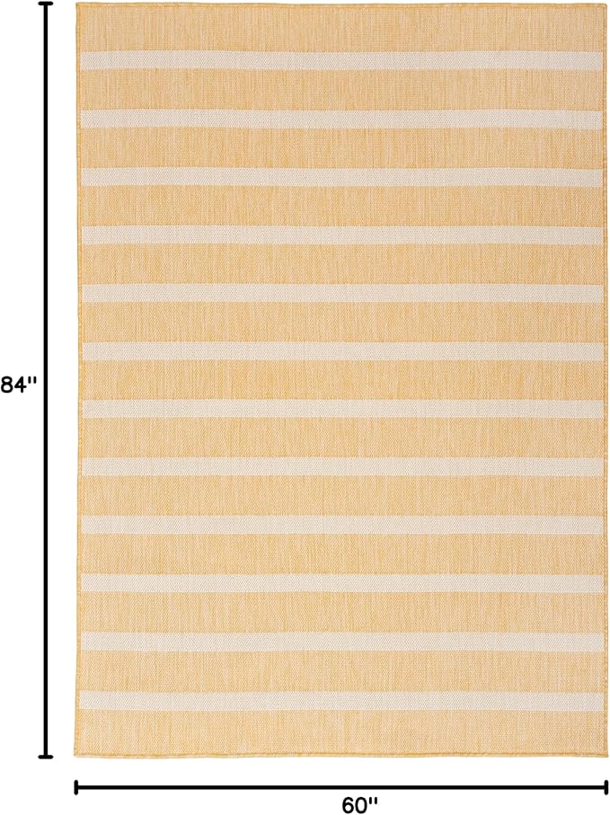 Nourison Home Positano Yellow Ivory 5' x 7' Area Rug - Easy Clean, Non Shedding, Bed Room, Living Room, Dining Room, Kitchen (5' x 7')