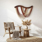 Mindsoft Warm Neutral Macrame Wall Hanging Dip Dyed Yarn Wall Art, Modern Boho Decor Handmade Cotton Rope Tapestry for Bedroom, Living Room, Nursery, 31.5 x 23.6 Inch
