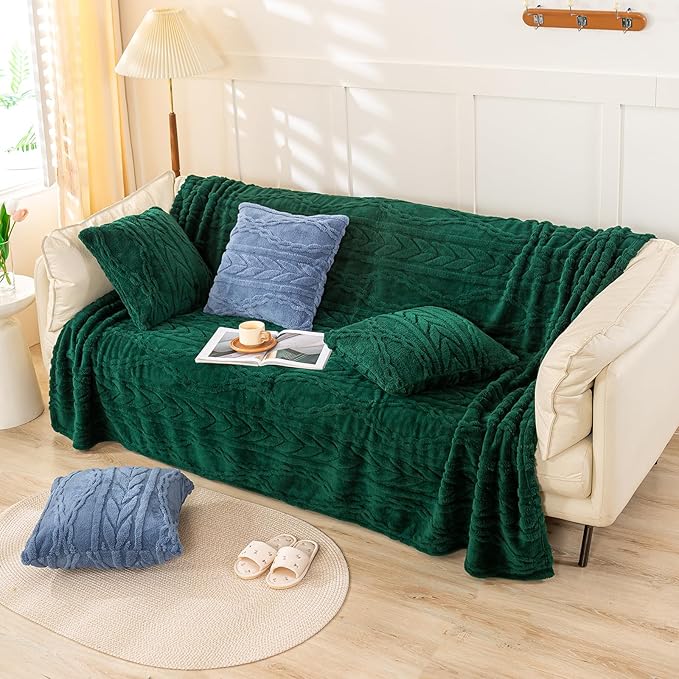 YUSOKI Twin XL Blanket Single Layer,Weight(3.1lb),370GMS-3D Stylish Design for Gift Home Decor (Forest Green,65"x90")