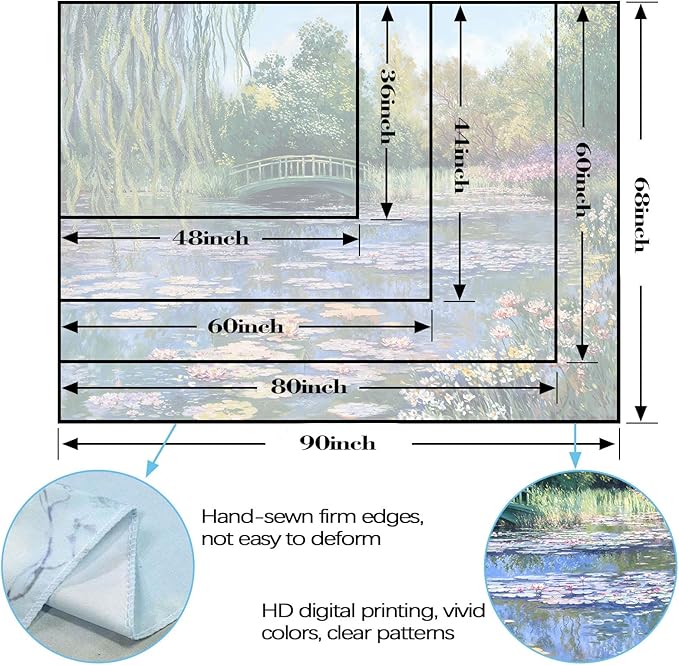 Accnicc Monet Water Lilies Tapestry Green Floral Plant Tapestries Aesthetic Monet Wall Art Posters Nature Flower Garden Landscape Small Tapestrys for Bedroom Living Room Dorm 60 x 44 Inch