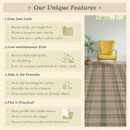 JTJ Easy Jute Green Plaid Rug 6x9 for Living Room, Washable Modern Farmhouse Area Rugs for Bedroom Aesthetic, Dining Room, Patio, Sage Tan Woven Tartan Design, Non Skid, Easy Clean Viral Jute No Shed