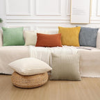 Simmore Decorative Spring Euro Sham Throw Pillow Covers 24x24 Set of 2, Soft Natural Plush Flannel Double-Sided Fluffy Couch Pillow Covers for Sofa Living Room, Sage Green