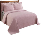 Better Trends Chenille Bedspreads Full/Double Size, Pink 100% Cotton Chenille Stripe Design Tufted Bedding Coverlet Soft Lightweight, 81"x110" 1 Pieces Jullian Collection