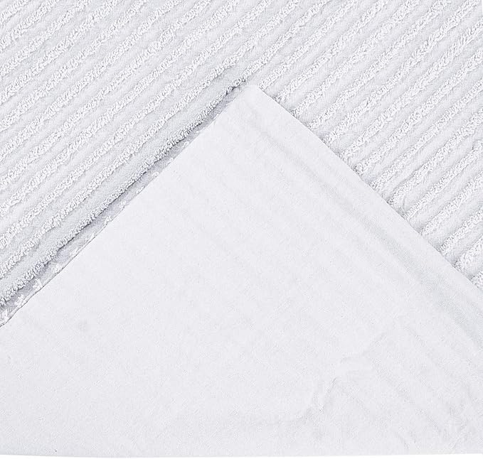 Better Trends Jullian Collection is Super Soft and Light Weight in Bold Stripes Design 100% Cotton Tufted Unique Luxurious Machine Washable Tumble Dry, Standard Sham, White