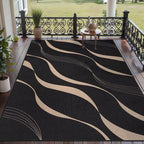 Tangsoo Easy Jute 5x7 Area Rug for Living Room,Black Washable Rug Non Slip Thin Indoor Outdoor Carpet,Farmhouse Modern Throw Mat for Home Office Balcony Backyard Patio Decor