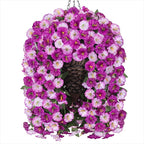 Artificial Fake Hanging Flowers Basket for Outdoor Indoor Decoration,UV Resistant Faux Silk Light Fuchsia and Fuchsia Morning Glory Flowers Plants Realistic Hanging Planter for Outside Home Porch Yard