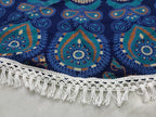 Round Beach Tapestry Turquoise Mandala Throw/Boho Hippie Beach Blanket Roundie/Indian Cotton Bohemian Large Round Table Cloth-Home Decor/Yoga Mat Meditation Picnic Rug (42", Blue)
