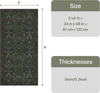 GENIMO 2x4 Washable Small Entryway Rug, Non-Slip Front Door Mat for Kitchen, Bathroom, Laundry, Vintage Boho Floral Thin Indoor Carpet, Dark Green