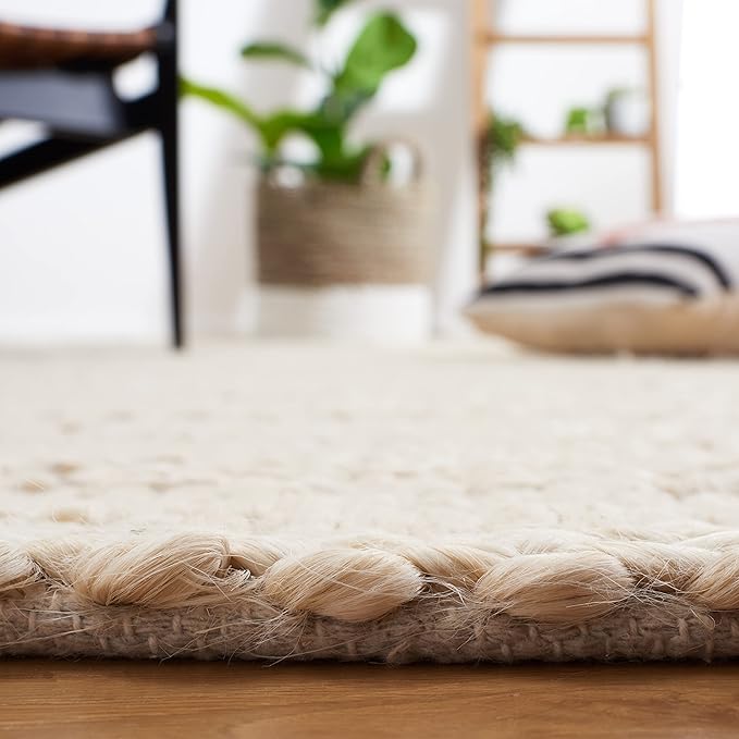 SAFAVIEH Natural Fiber Collection Accent Rug - 2' x 3', Bleach, Handmade Jute, Braided Woven Design, Ideal for Entryway, Living Room, Bedroom (NF212D)