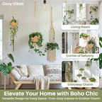 Macrame Plant Hangers Indoor - 2 Packs Hanging Planters for Indoor Plants Boho Plant Hangers Hanging Plant Holder for Boho Home Decor Made of Jute with 2 Hooks