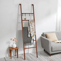 Taozun 6-Tier Wood Blanket Ladder for Living Room, Rustic Wooden Farmhouse Quilt Ladder with 4 S-hooks, 66-Inch Wall Leaning Throw Towel Rack, Space-Saving and Blanket Disply Rackfor Bedroom, Bathroom