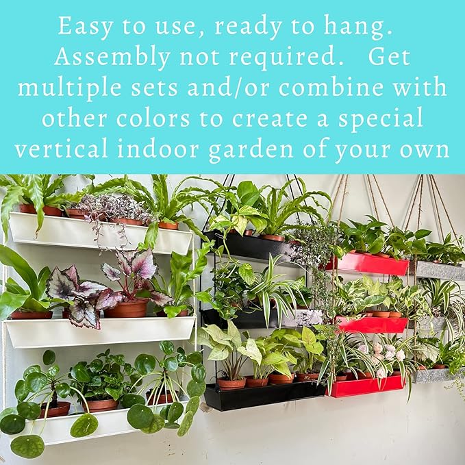 LaLaGreen Hanging Wall Planter - 16 Inch Three Tier Plant Hanger for Succulent Indoor Herb Planter Metal Wall Plant Holder Bright Red Christmas Decor, Vertical Garden Hanging Planter Shelf Outdoor