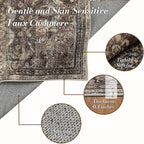 Area Rug 6×9, Large Vintage Boho Rug,Ultra-Soft Low Pile, Washable, Non Slip,Stain Resistant, Printed Carpet for Living Room Bedrooms Playroom Office Kitchen,Oat/Antiquity
