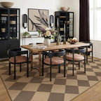6x9 Checkered Easy Jute Area Rug for Living Room Large Checkerboard Washable Indoor Outdoor Carpet Farmhouse Patio Office Mat Geometric Non Slip Brown Carpet for Backyard Dining Room