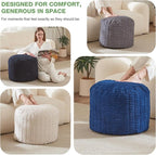 Round Stuffed Pouf, Corduroy Poufs with Foam Chunk Filling,26 X 18 Inches Floor Poufs Foot Rest for Living Room