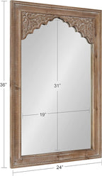Kate and Laurel Shivani Boho Wall Mirror, 24 x 36, Rustic Brown, Farmhouse Wall Decor with Ornate Detailing