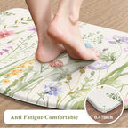 KIMODE Anti Fatigue Mat for Kitchen Floor, 18"x28" Half Circle Memory Foam Kitchen Floor Mats Cushioned Non Slip, Comfort Standing Mats, Boho White Kitchen Rug for Sink Laundry Office Desk