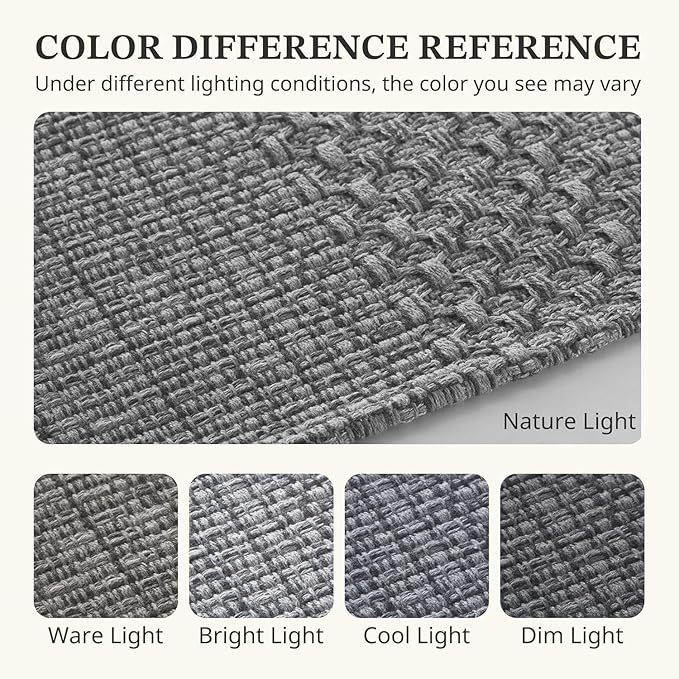Runner Rug – Boho 2x6 ft Hallway Runner Rug Washable Non-Slip Entryway Rug with Rubber Backing, Grey, Machine Washable, Durable Hand-Woven Design for Home & Kitchen