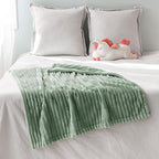 MIULEE Fleece Blanket, Durable Plush Fuzzy Extra Soft Warm Cozy Sage Green Striped Flannel Throw Blanket for Couch Sofa Bed 30"x40"