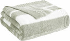 WRENGONGE Sage Green Throw Blanket, 50x70 Soft Cozy Striped Throw Blankets for Couch, Sofa, Bed, Travel, Lightweight Fluffy Warm Plush Decorative Blankets for Women, Men Gift