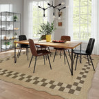 LIVEBOX Scalloped Easy Jute Checkered 8x10 Outdoor Rug, Washable Farmhouse Tan Rugs for Living Room Bedroom, Geometric Indoor Outdoor Non Slip Rug Dining Room Mat Carpet for Patio Backyard Home Decor