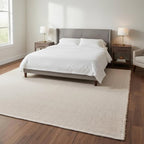 Jute & Cotton Rug 6x9 Natural Fiber Rug Braided Rugs for Bedroom- Farmhouse Woven Carpet - Mid-Century Modern Floor Covering for Bedroom Living Room, 6' x 9'