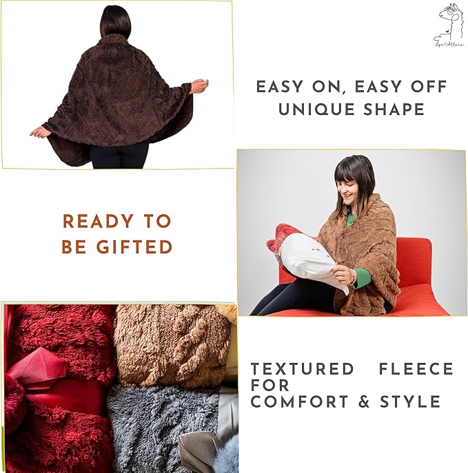 Boho Chic Wearable Blanket -No Sleeves Drape&Go- Poncho Blanket Wrap Shawl - Gifts for Grandma and Mom