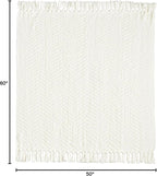 CREVENT 50"X60" Farmhouse Breathable Soft Chenille Knitted Textured Throw Blanket for Couch Chair Bed, Boho Home Decor for Living Room (Ivory)