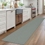 EARTHALL Washable Runner Rug 2x10 Ft Non Slip Runners for Hallways Long Cotton Rubber Backed Kitchen Runner Braided Indoor Floor Carpet Runners for Entryway, Hallway, Kitchen, Green/Grey