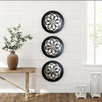 Set of 2 Boho Round Wall Mirror - Circle Matte White Metal Shatterproof Hanging for Wall Decor, Modern Farmhouse & Rustic Vintage Accent for Living Room, Dining Room, Bathroom & Entryway
