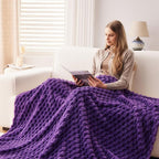 NEWCOSPLAY Super Soft Queen Blanket Purple Premium Silky Flannel Fleece 3D Clouds Stylish Jacquard Lightweight Bed Blanket All Season Use 350GSM (Purple, Queen(90"x90"))