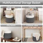 Goodpick Large Cotton Rope Basket, Blanket Basket Living Room 15.8"x15.8"x13.8" Baby Toy Storage, Woven Storage, Gray
