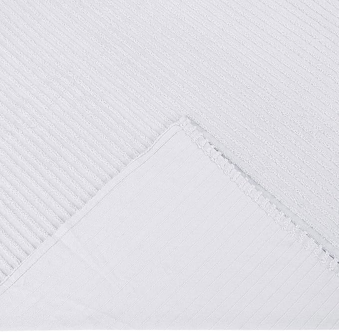 Better Trends Chenille Bedspreads Full/Double Size, White 100% Cotton Chenille Stripe Design Tufted Bedding Coverlet Soft Lightweight, 96"x110" with 2 Sham, 3 Pieces Set Jullian Collection