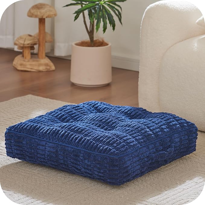 Floor Pillow Cushion for Adults, Meditation Cushion Pillow, Large Square Floor Sitting, for Tatami Living Room or Yoga, 22x22 Inch