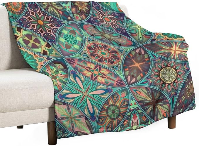 Vintage Mandala Throw Blanket Bohemian Boho Colorful Blanket for Sofa Bed Couch Chair Or Dorm 40"x50"