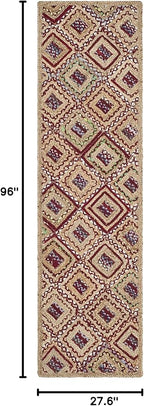 SAFAVIEH Cape Cod Collection Runner Rug - 2'3" x 8', Natural & Red, Handmade Flat Weave Diamond Braided Jute & Denim, Ideal for High Traffic Areas in Living Room, Bedroom (CAP354B)