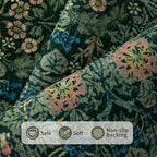 8x10 Area Rugs for Living Room, Large Washable Rug, Green Vintage Floral Boho Rug, Non Slip & Low Pile Faux Wool Thin Carpet for Indoor Dining Room and Bedroom(Dark Green 8x10ft)